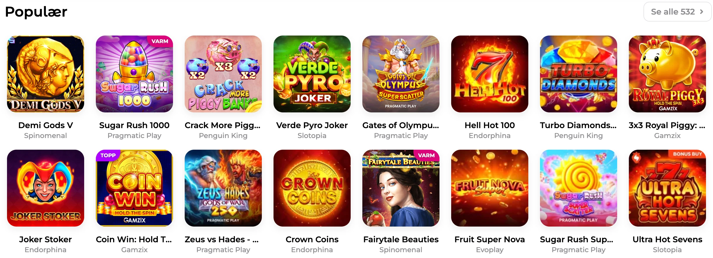 Verde Casino spillutvalg